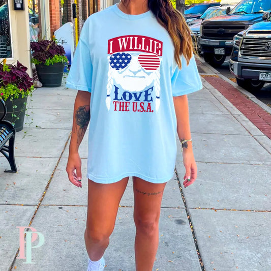 I Willie Love The USA Comfort Color Graphic Tee