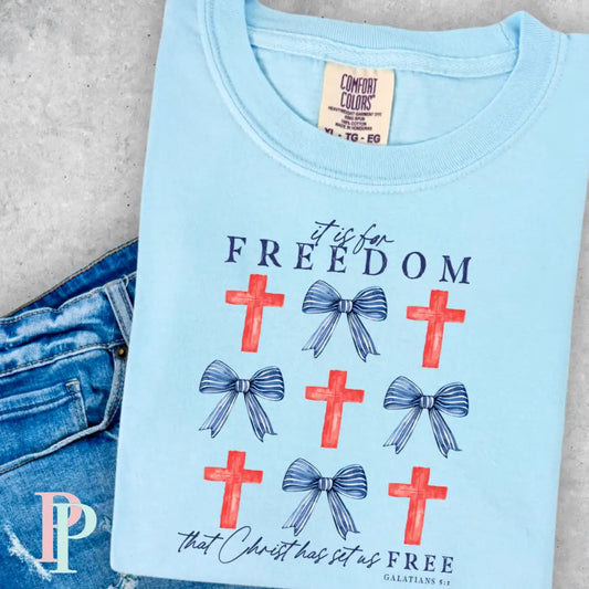 It Is For Freedom That Christ Has Set Us Free Comfort Color Graphic Tee