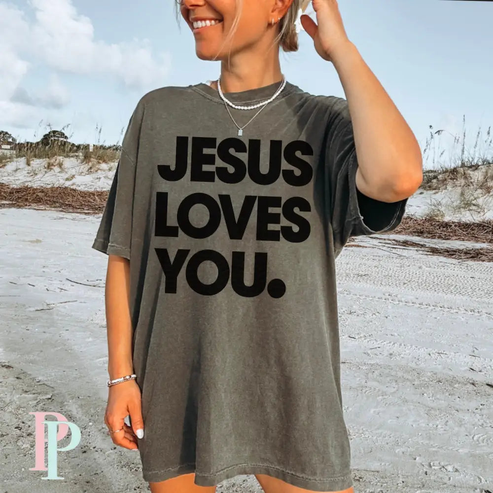 Jesus Loves You Comfort Color Graphic Tee PEPPER / SMALL