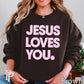Jesus Loves You Crewneck Sweatshirt Brown / Small