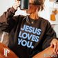 Jesus Loves You Crewneck Sweatshirt Brown / Small