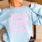 Jesus Loves You Crewneck Sweatshirt Light Blue / Small