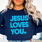 Jesus Loves You Crewneck Sweatshirt Navy / Small