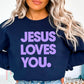 Jesus Loves You Crewneck Sweatshirt Navy / Small