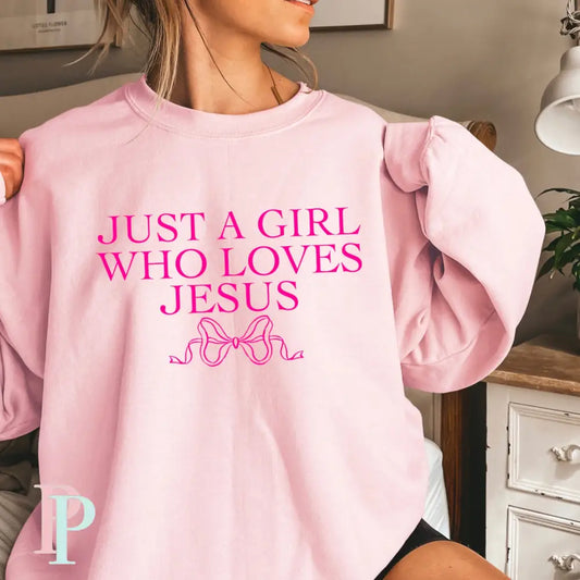 Just A Girl Who Loves Jesus Coquette Bow Screen Print Transfer