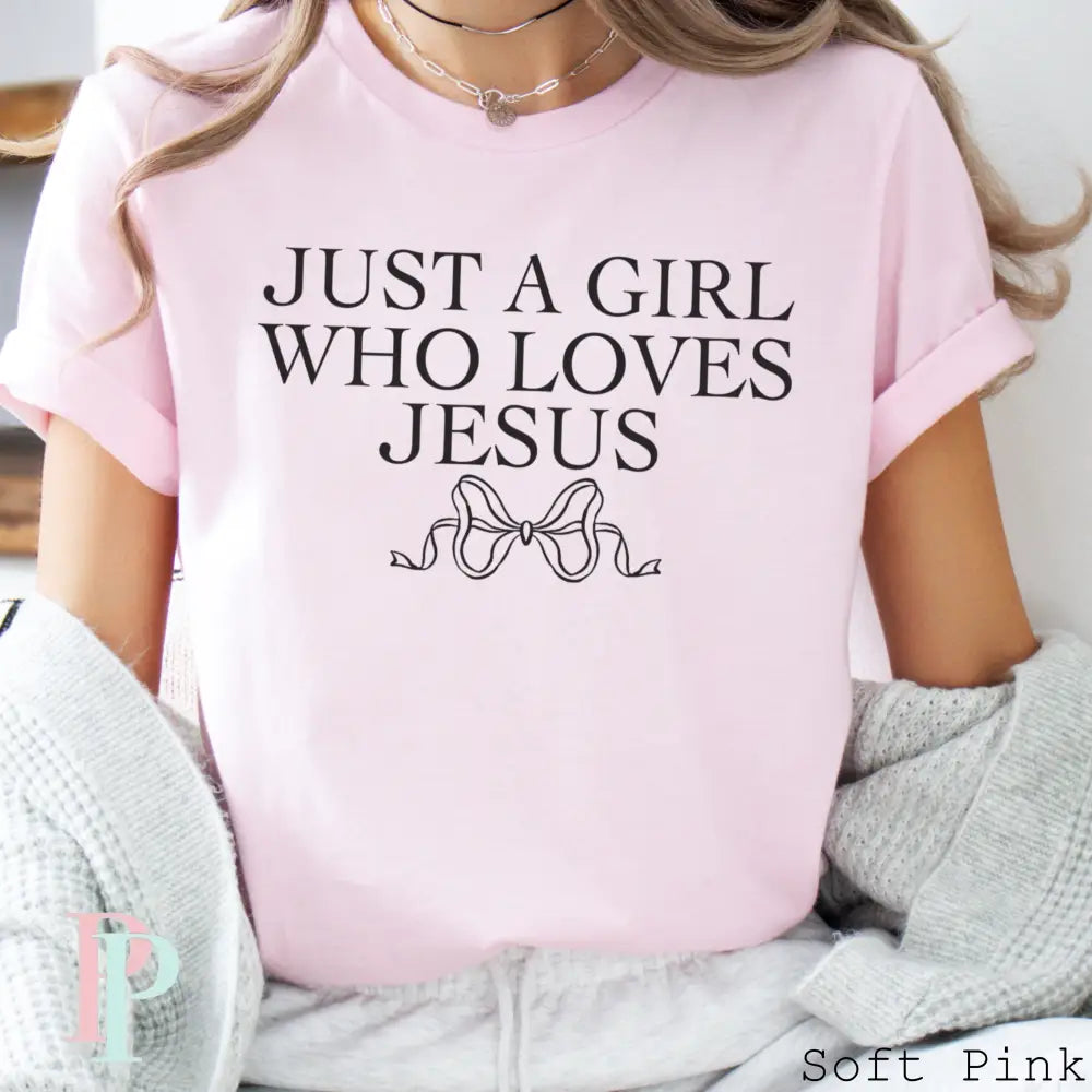 Just A Girl Who Loves Jesus Coquette Bow Screen Print Transfer