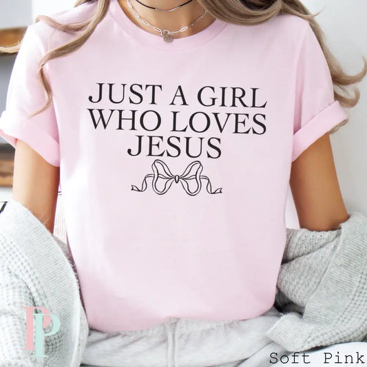 Just A Girl Who Loves Jesus Coquette Bow Screen Print Transfer