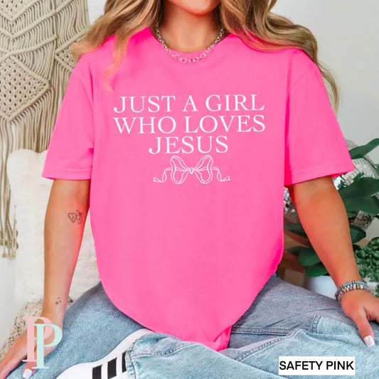 Just A Girl Who Loves Jesus Coquette Bow Screen Print Transfer