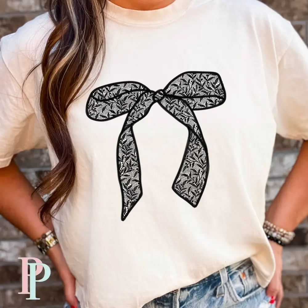 Lace Coquette Bow Screen Print Transfer