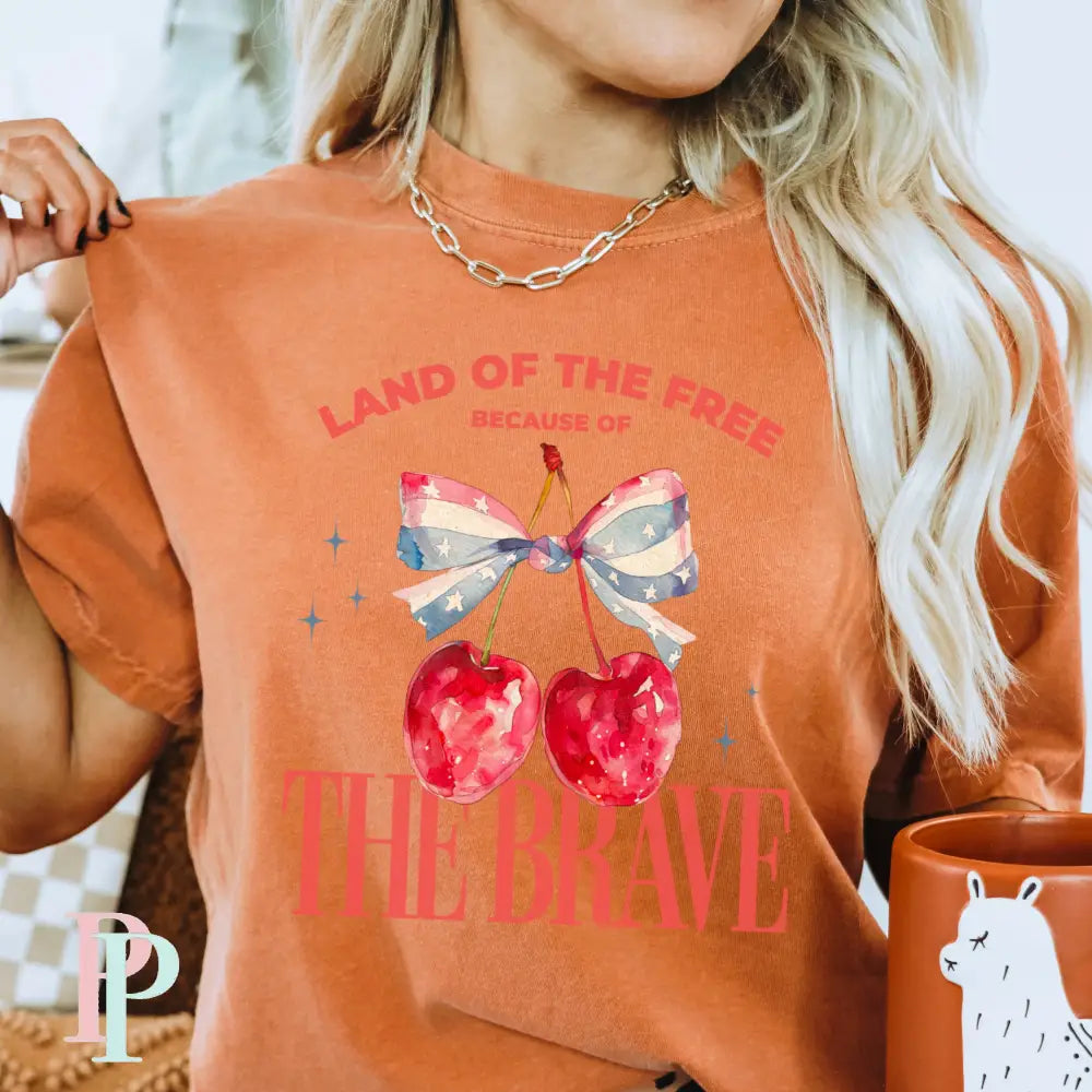 Land Of The Free Because Of The Brave Comfort Color Graphic Tee SMALL / YAM