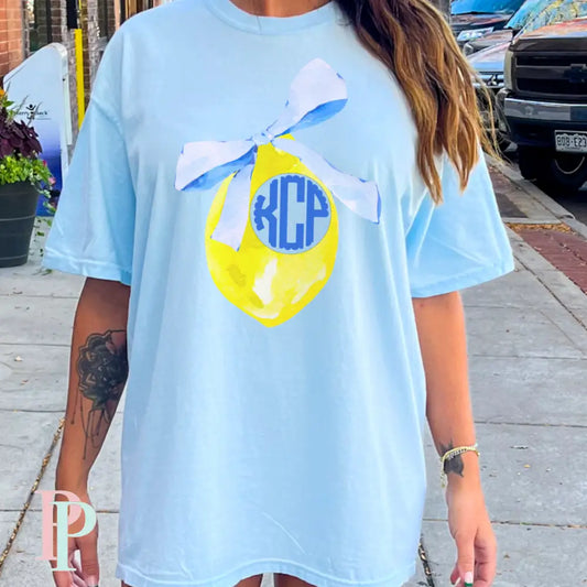Lemon Comfort Color Monogram Graphic Tee