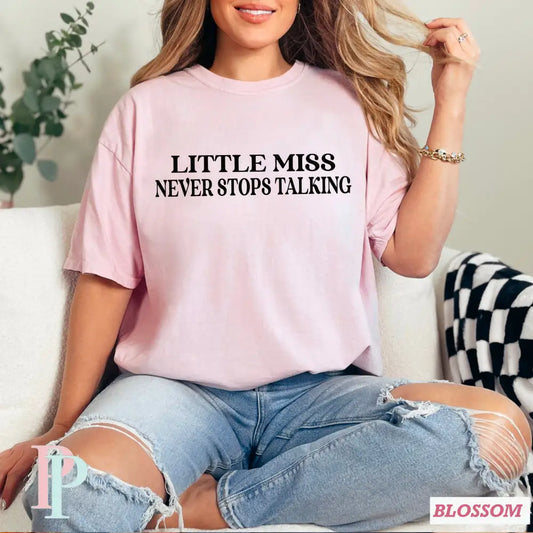 Little Miss Never Stops Talking Screen Print Transfer