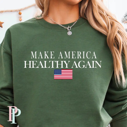 Make America Healthy Again Gildan Crewneck Sweatshirt Adult Small / Dark Green