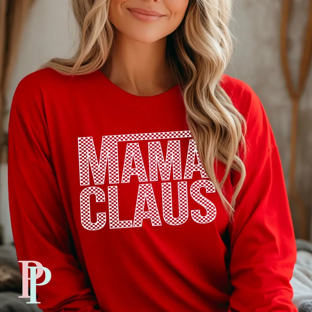 Mama Claus Long Sleeve Graphic Tee S