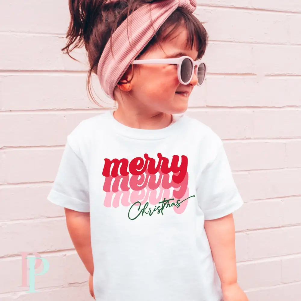 Merry Christmas Retro Stacked Toddler DTF Transfer
