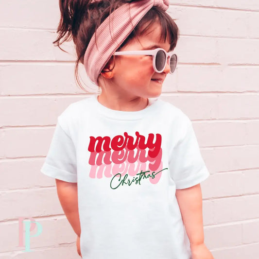 Merry Christmas Retro Stacked Toddler DTF Transfer