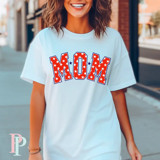 Mom Red Stars Comfort Color Graphic Tee