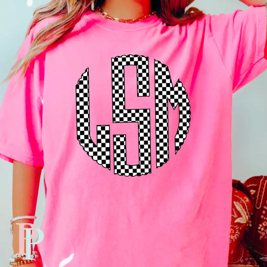 Monogram Checkered Comfort Color Graphic Tee