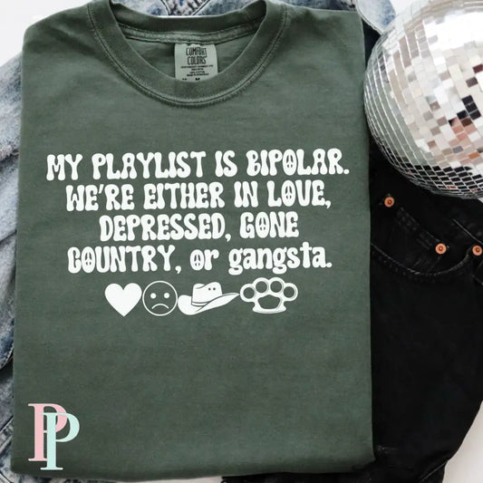 My Playlist Is Bipolar Comfort Color Graphic Tee