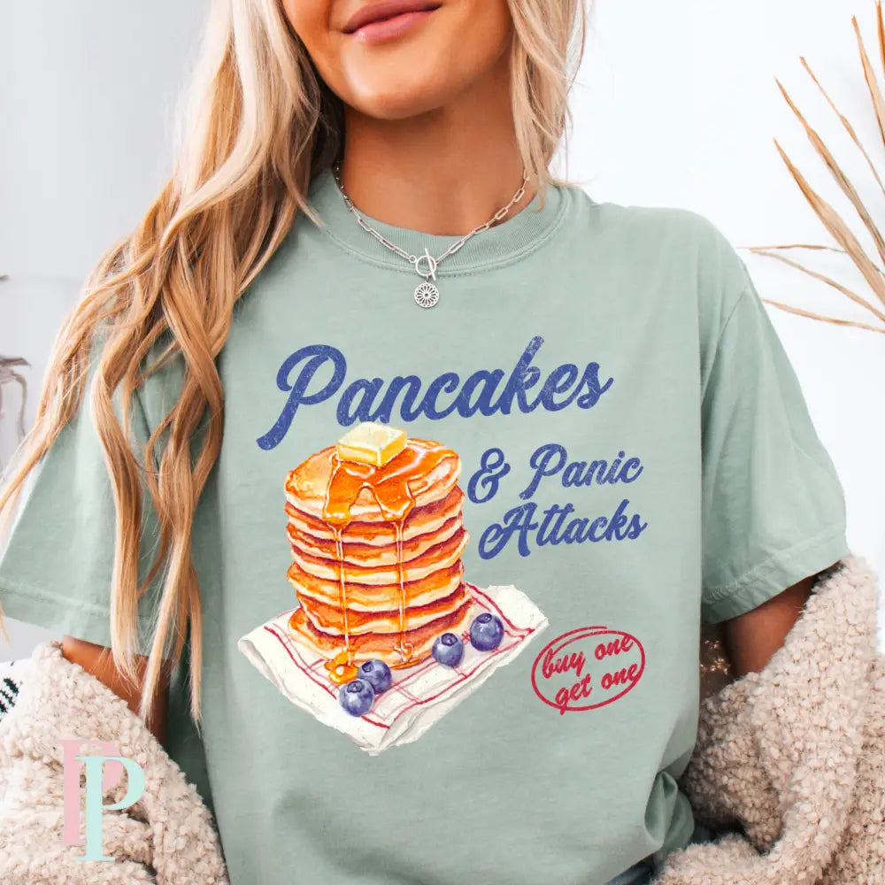 Pancakes & Panic Attacks Comfort Color Graphic Tee SMALL / BAY