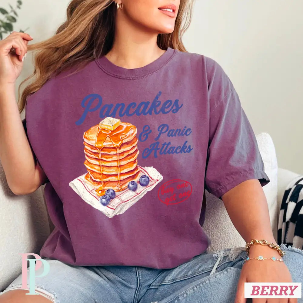 Pancakes & Panic Attacks Comfort Color Graphic Tee SMALL / BERRY