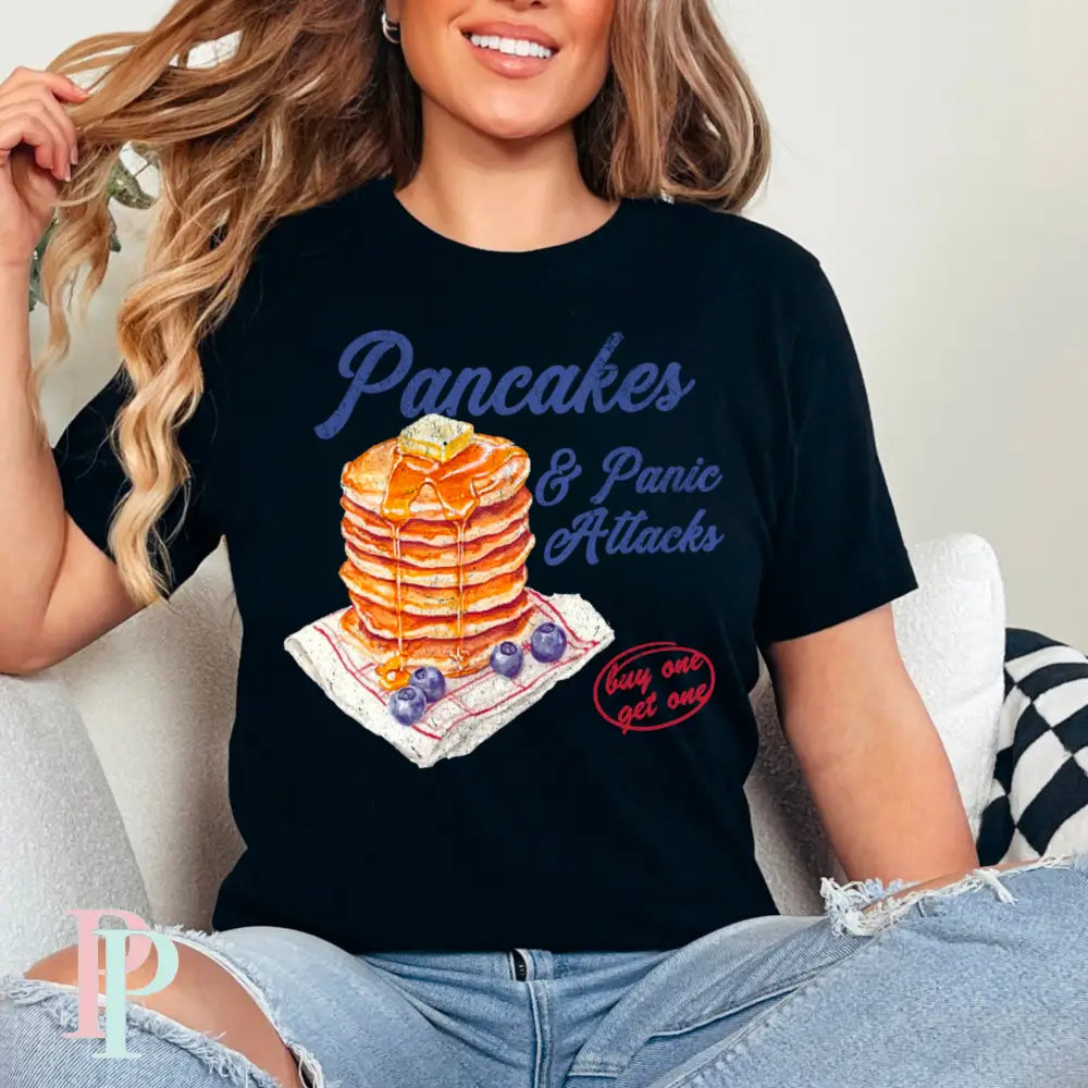Pancakes & Panic Attacks Comfort Color Graphic Tee SMALL / BLACK