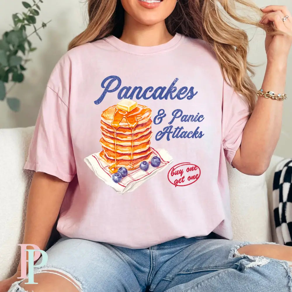 Pancakes & Panic Attacks Comfort Color Graphic Tee SMALL / BLOSSOM