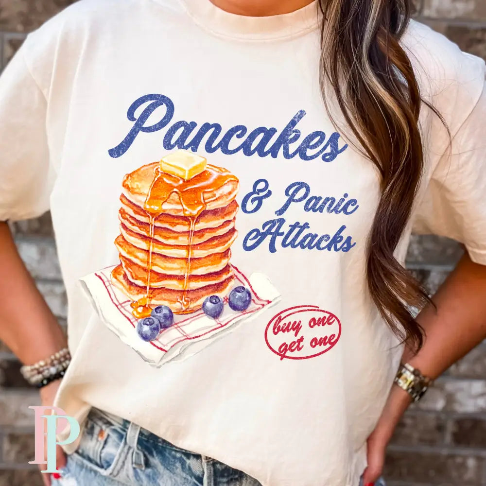 Pancakes & Panic Attacks Comfort Color Graphic Tee SMALL / IVORY