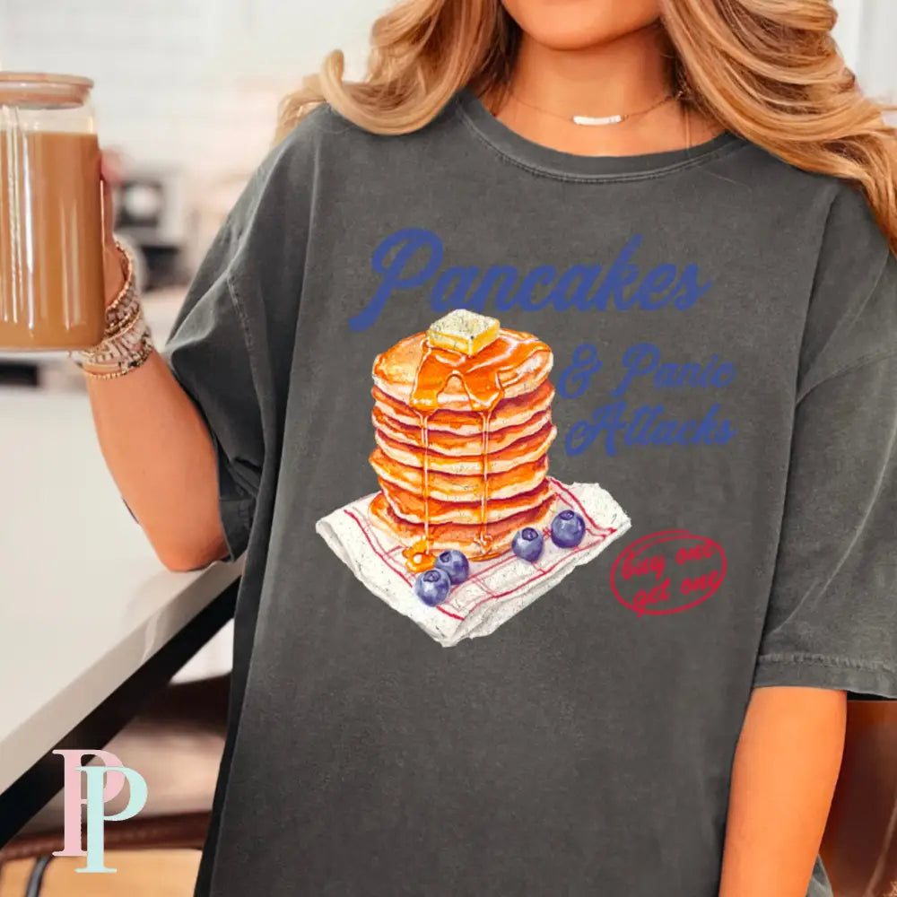 Pancakes & Panic Attacks Comfort Color Graphic Tee SMALL / PEPPER