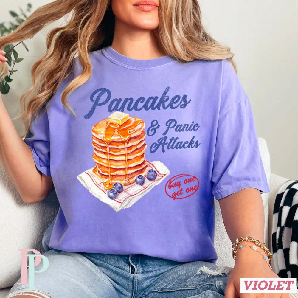 Pancakes & Panic Attacks Comfort Color Graphic Tee SMALL / VIOLET