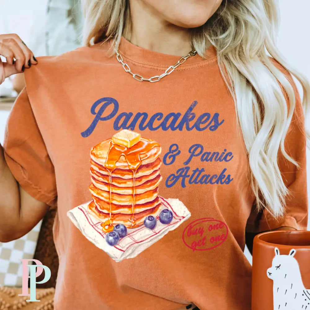 Pancakes & Panic Attacks Comfort Color Graphic Tee SMALL / YAM
