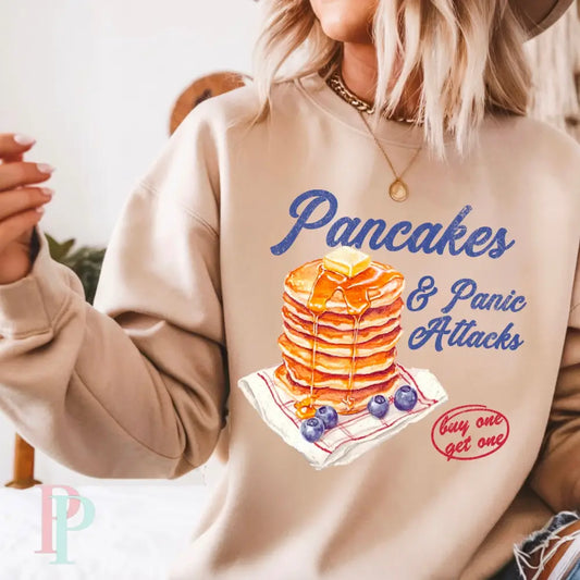 Pancakes & Panic Attacks Crewneck Sweatshirt Sand / Small
