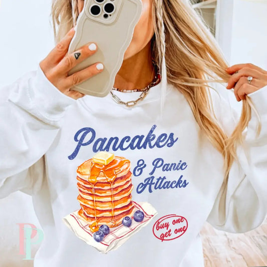 Pancakes & Panic Attacks Crewneck Sweatshirt White / Small