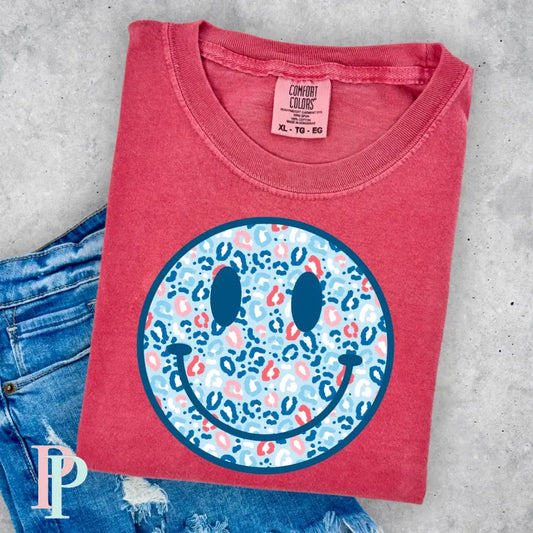 Patriotic Preppy Face Comfort Color Graphic Tee