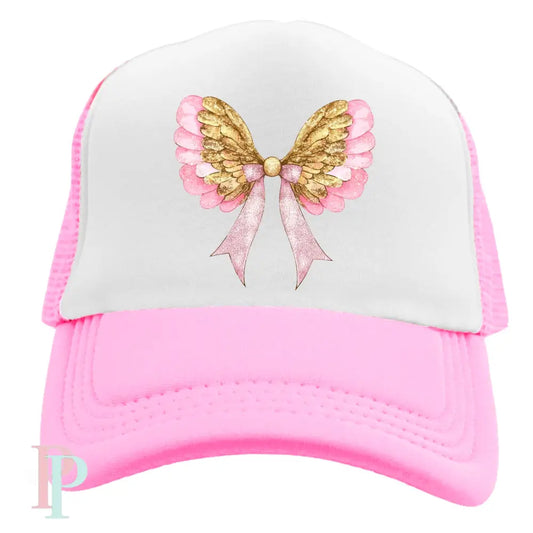 Pink Angel Wings Faux Glitter Hat DTF Transfer