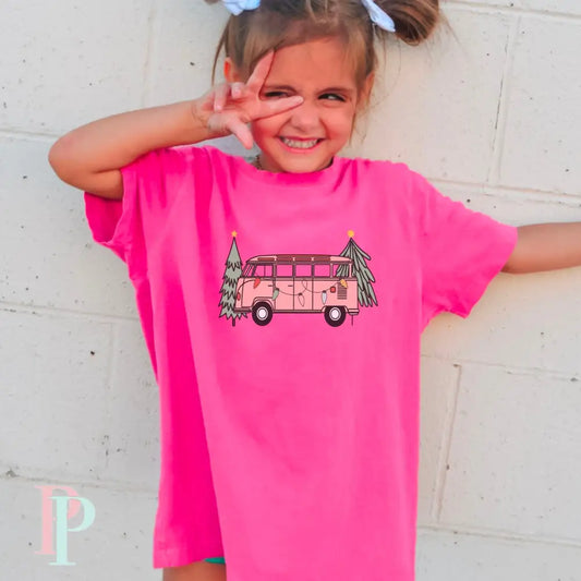 Pink Christmas Van Toddler DTF Transfer