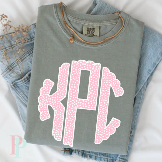 Pink Speckle Comfort Color Monogram Graphic Tee
