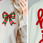 Plaid Christmas Bow Pocket Screen Print Transfer