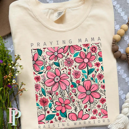Praying Mama Raising Warriors Comfort Color Graphic Tee