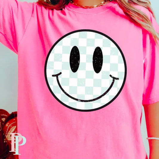 Preppy Checkered Face Comfort Color Graphic Tee