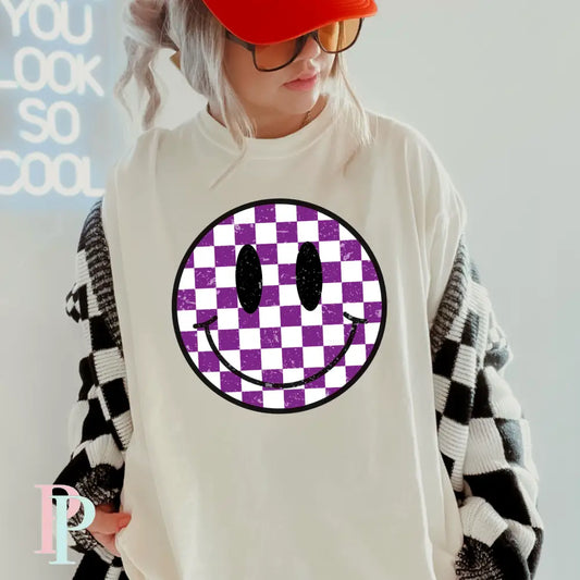 Preppy Checkered Face Comfort Color Graphic Tee