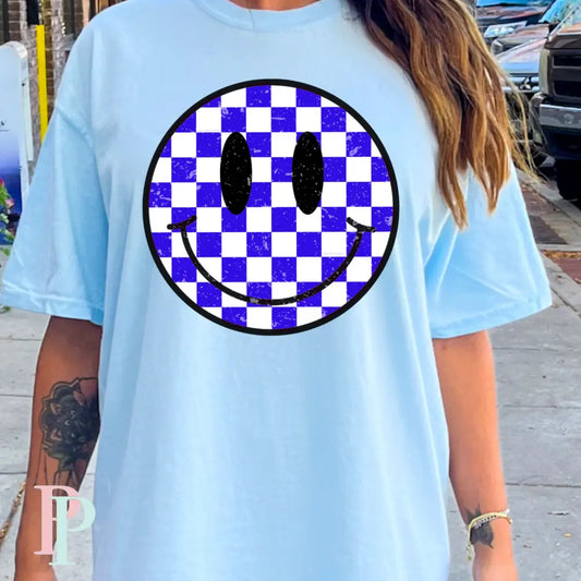Preppy Checkered Face Comfort Color Graphic Tee