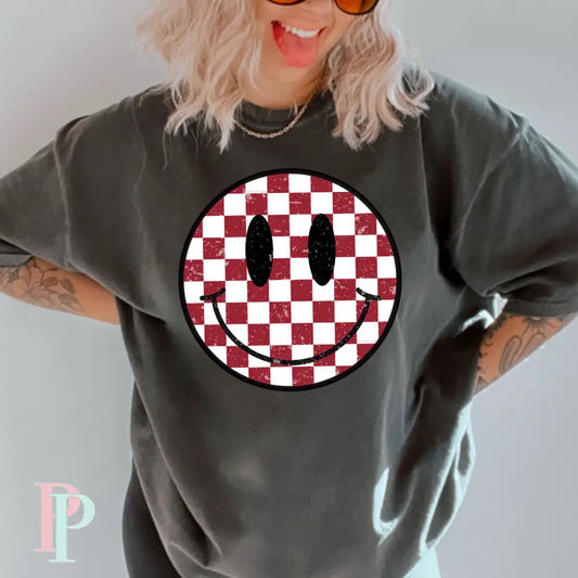 Preppy Checkered Face Comfort Color Graphic Tee