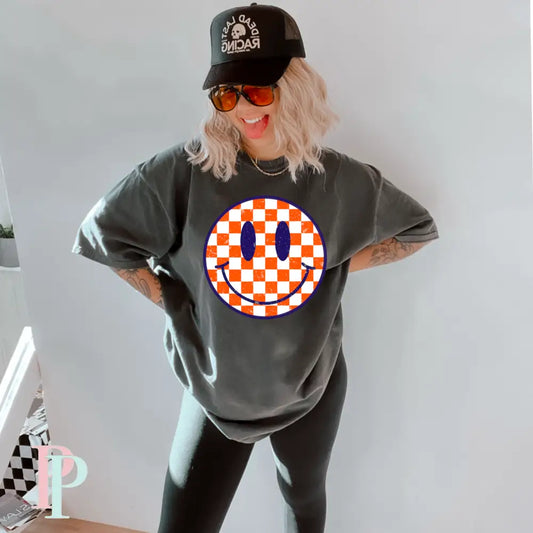 Preppy Checkered Face Comfort Color Graphic Tee