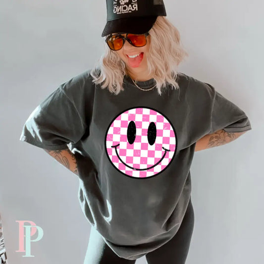 Preppy Checkered Face Comfort Color Graphic Tee