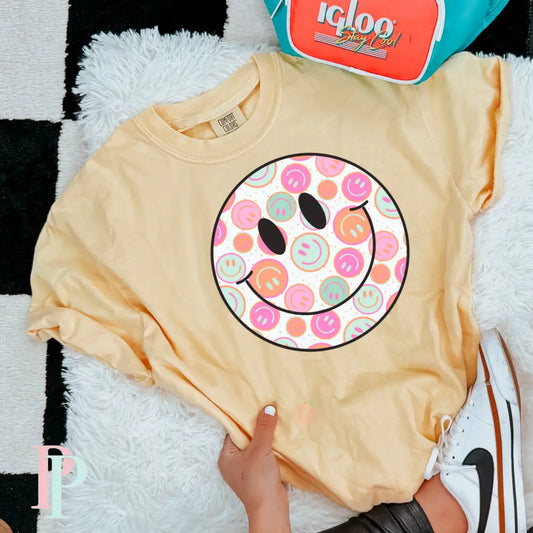 Preppy Face Multi Color Comfort Color Graphic Tee