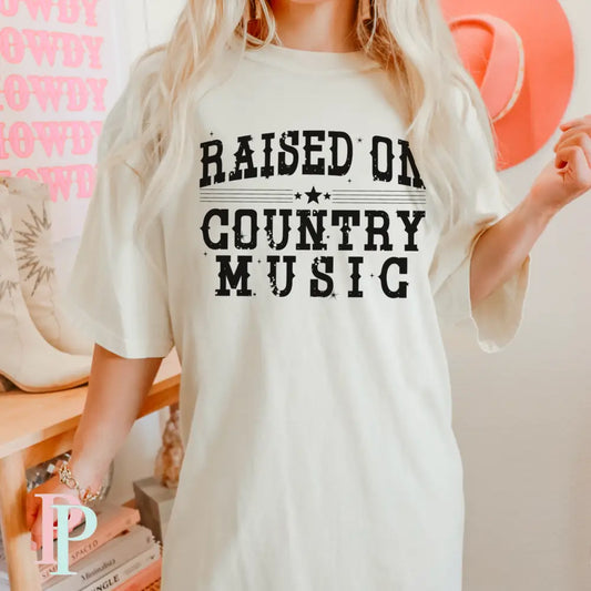Raised On Country Music Comfort Color Graphic Tee