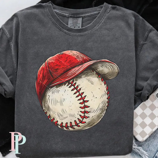 Retro Baseball Hat And Ball DTF Transfer