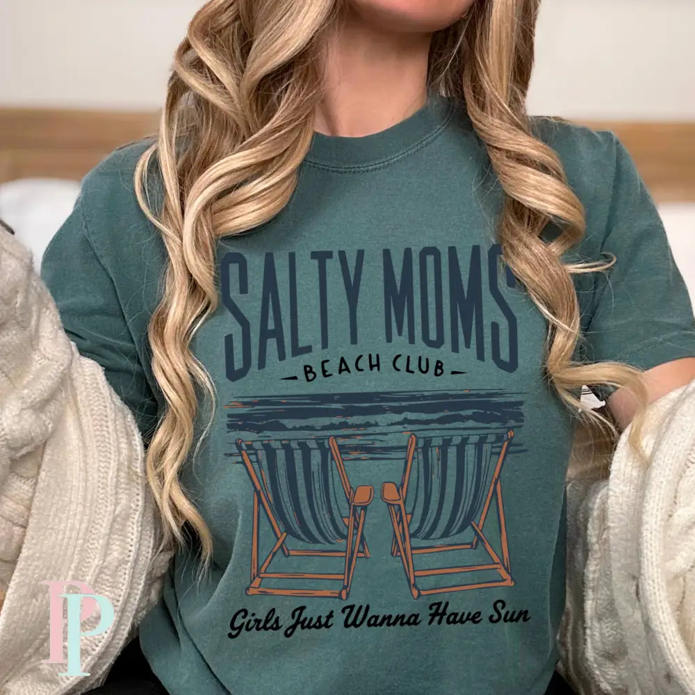 Salty Moms Beach Club Comfort Color Graphic Tee