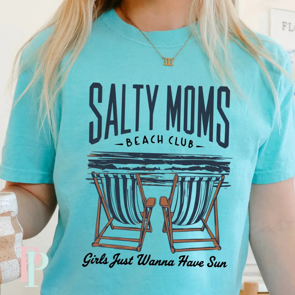 Salty Moms Beach Club Comfort Color Graphic Tee